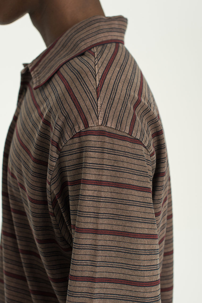 Menswear | Pigment-Dyed Striped T-Shirt, Brown
