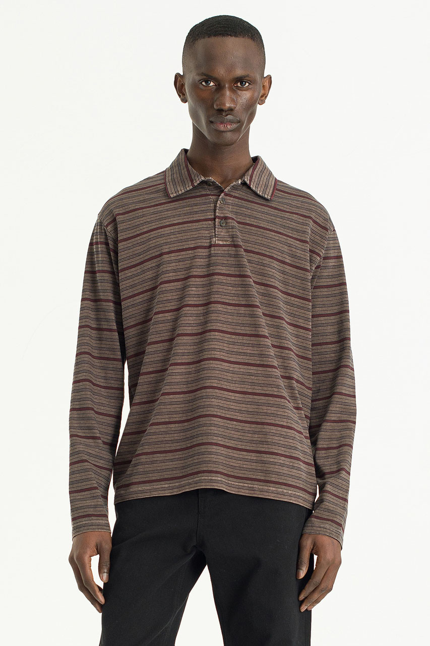 Menswear | Pigment-Dyed Striped T-Shirt, Brown