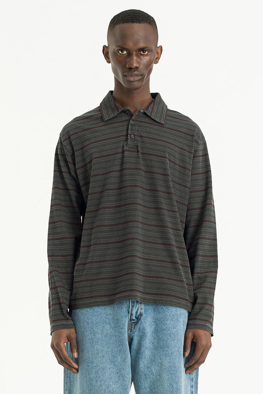 Menswear | Pigment-Dyed Striped T-Shirt, Charcoal