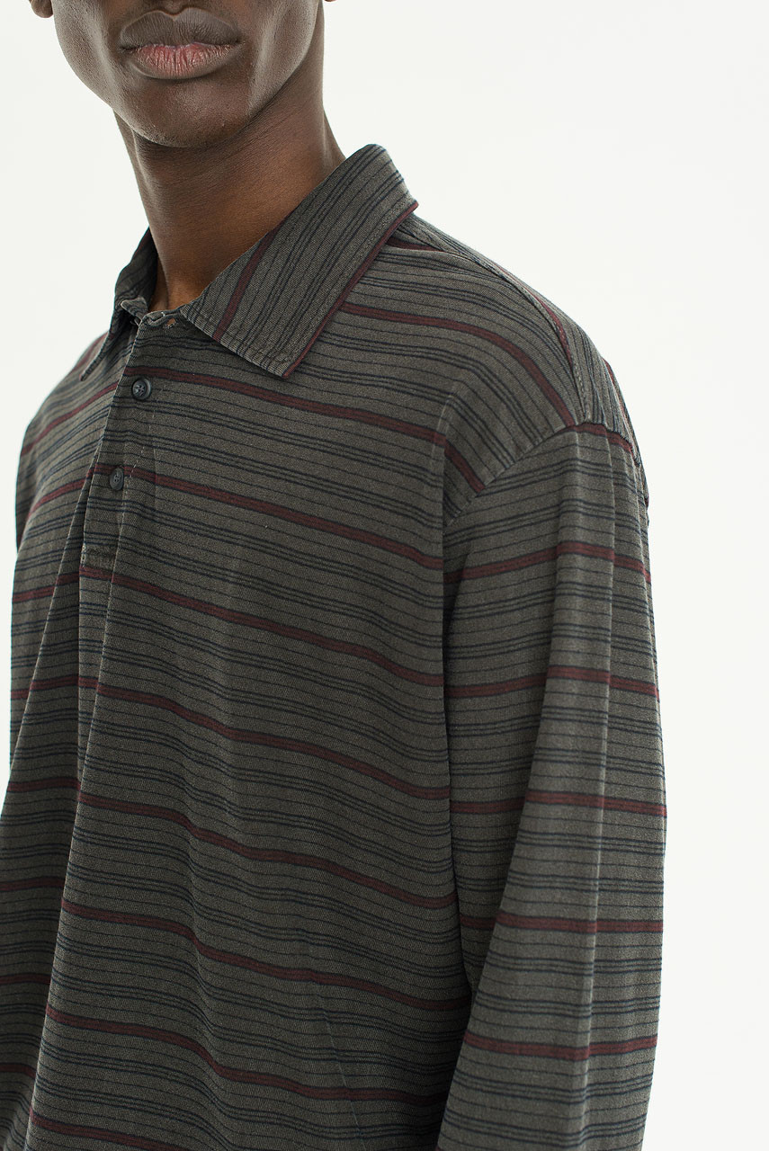 Menswear | Pigment-Dyed Striped T-Shirt, Charcoal