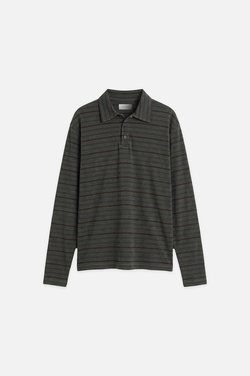 Menswear | Pigment-Dyed Striped T-Shirt, Charcoal