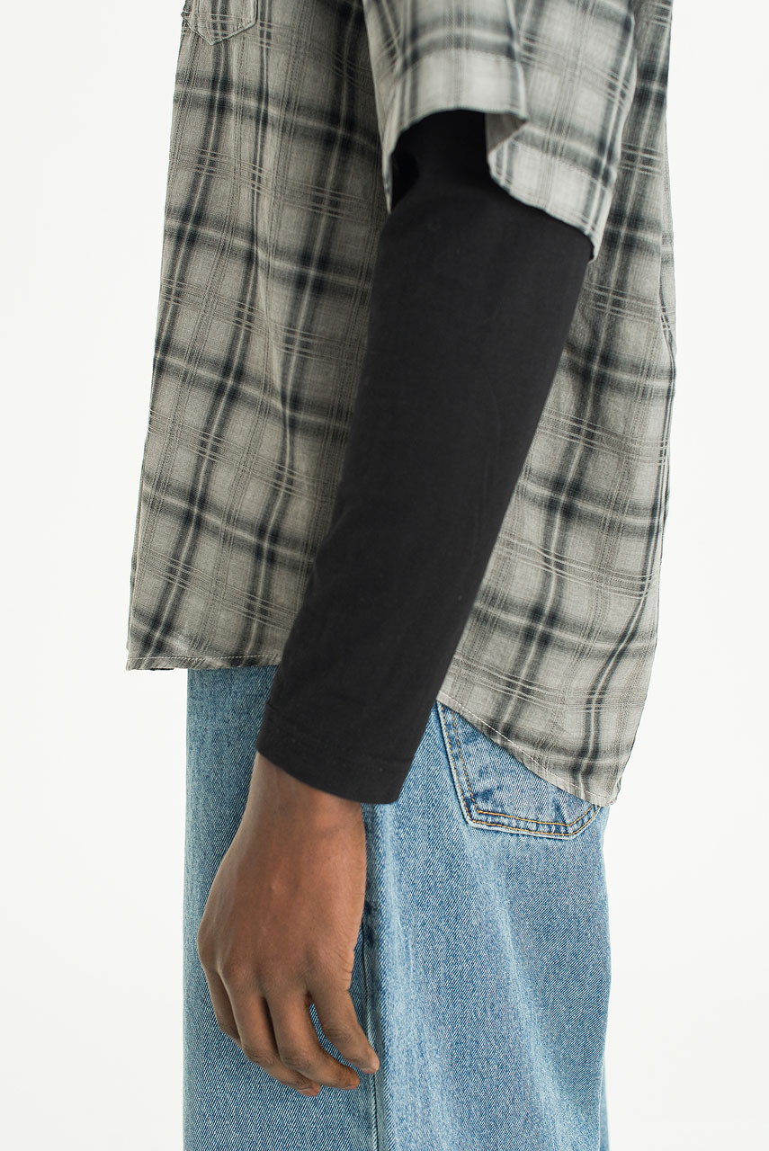 Menswear | Pigment-Dyed Check Shirt, Light Grey