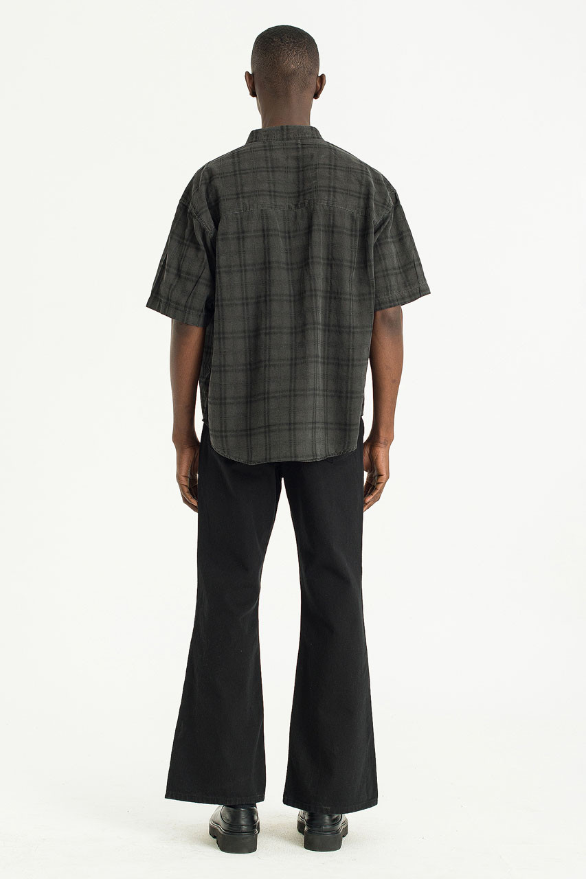 Menswear | Pigment-Dyed Check Shirt, Charcoal