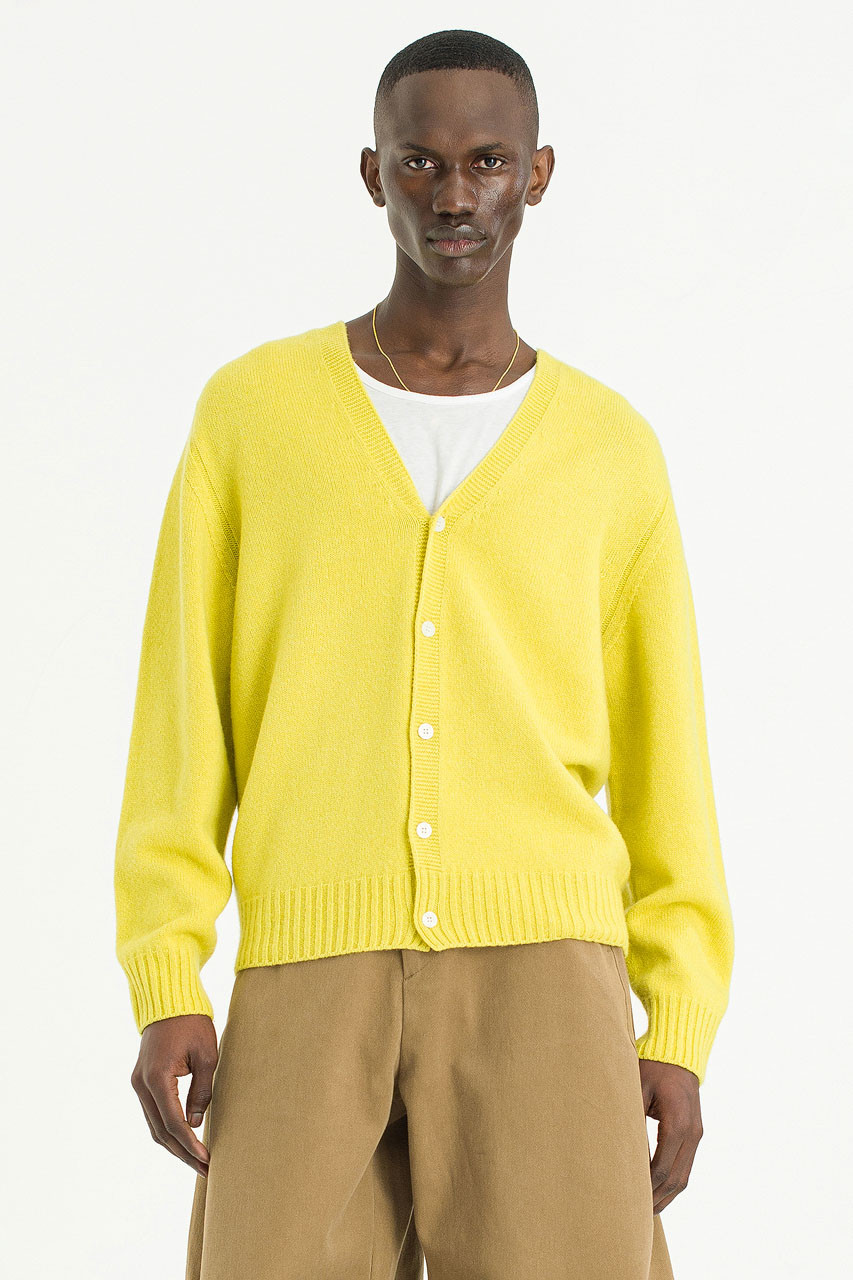 Menswear | Fine Wool Cardigan, Lime