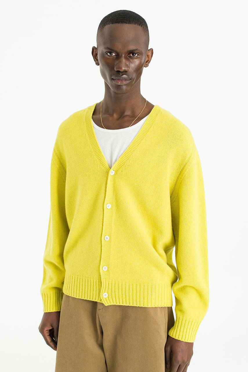 Menswear | Fine Wool Cardigan, Lime