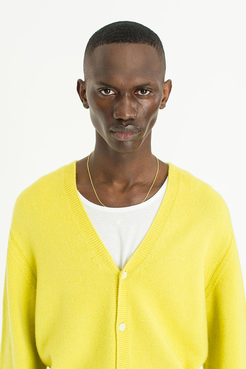 Menswear | Fine Wool Cardigan, Lime