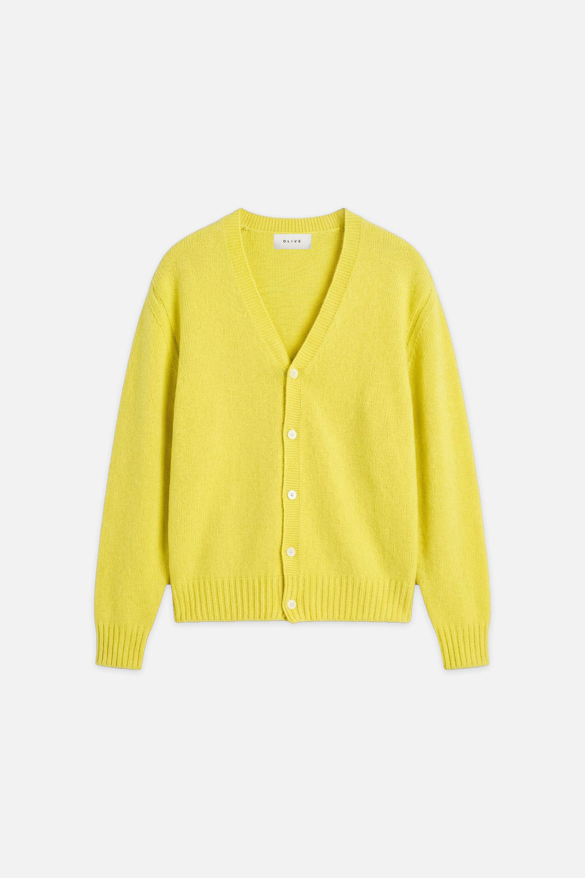 Menswear | Fine Wool Cardigan, Lime