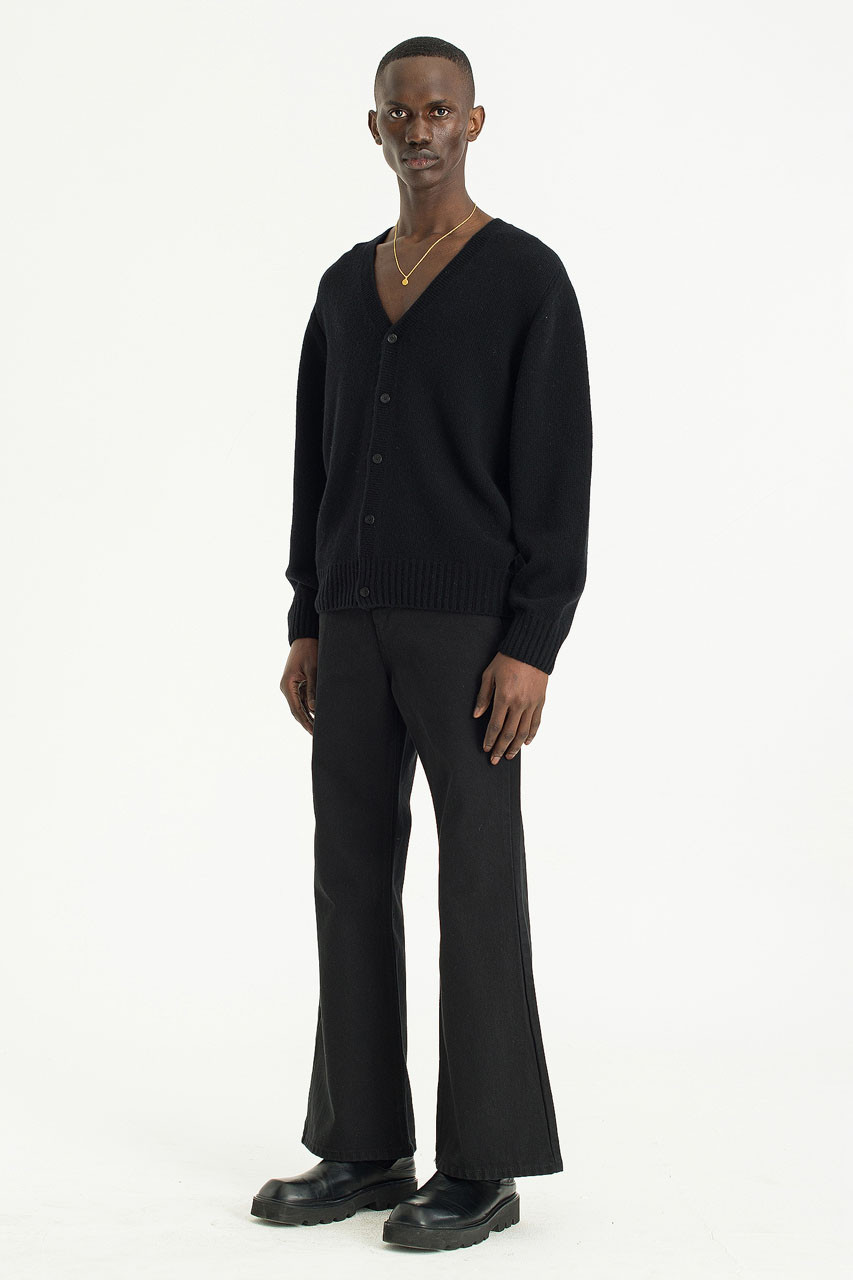Menswear | Fine Wool Cardigan, Black