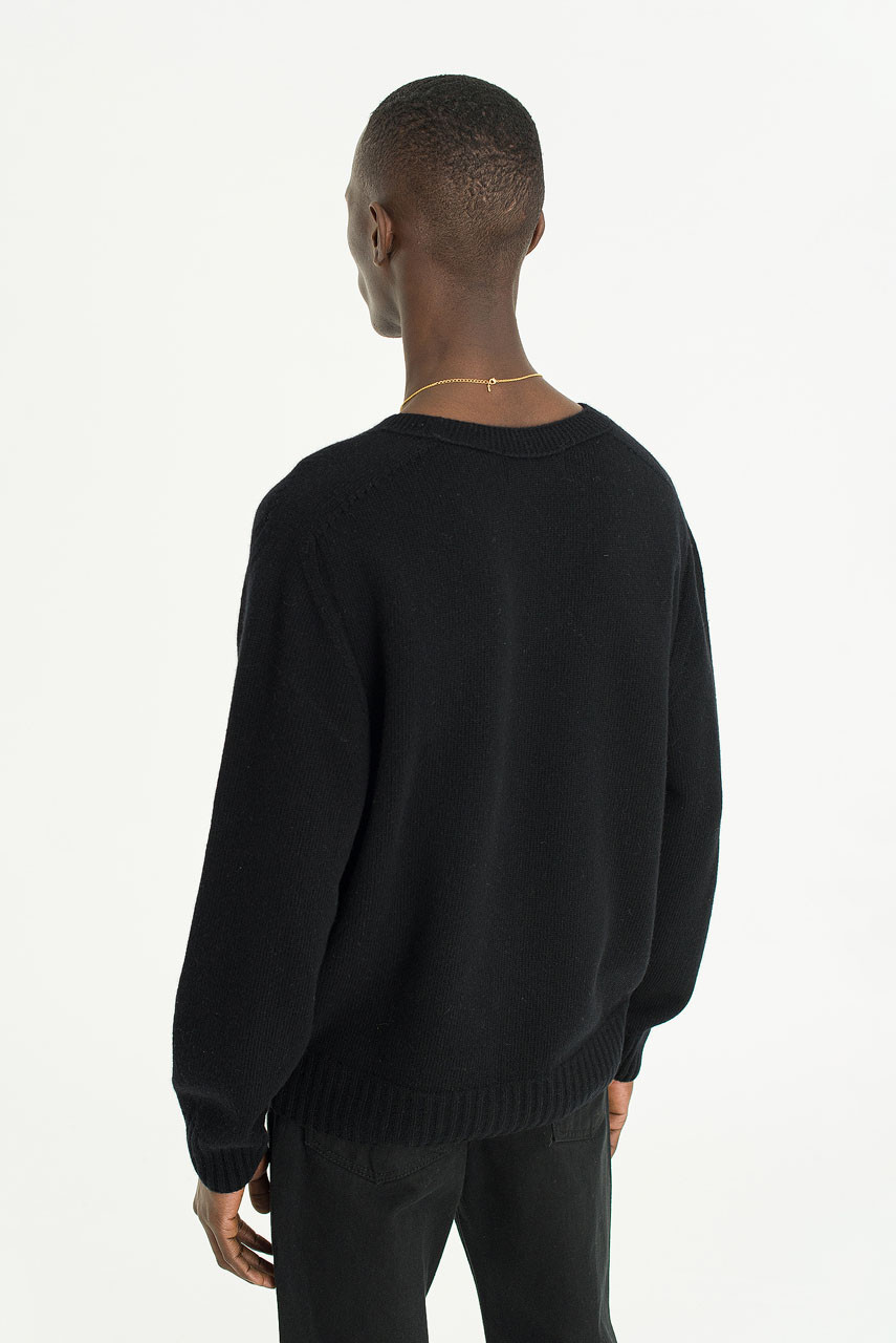 Menswear | Fine Wool Cardigan, Black
