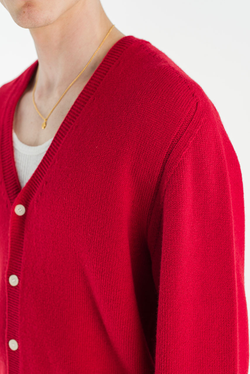 Menswear | Fine Wool Cardigan, Red