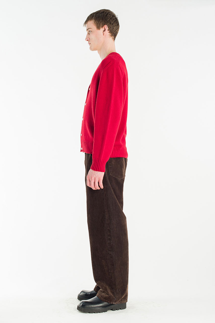 Menswear | Fine Wool Cardigan, Red