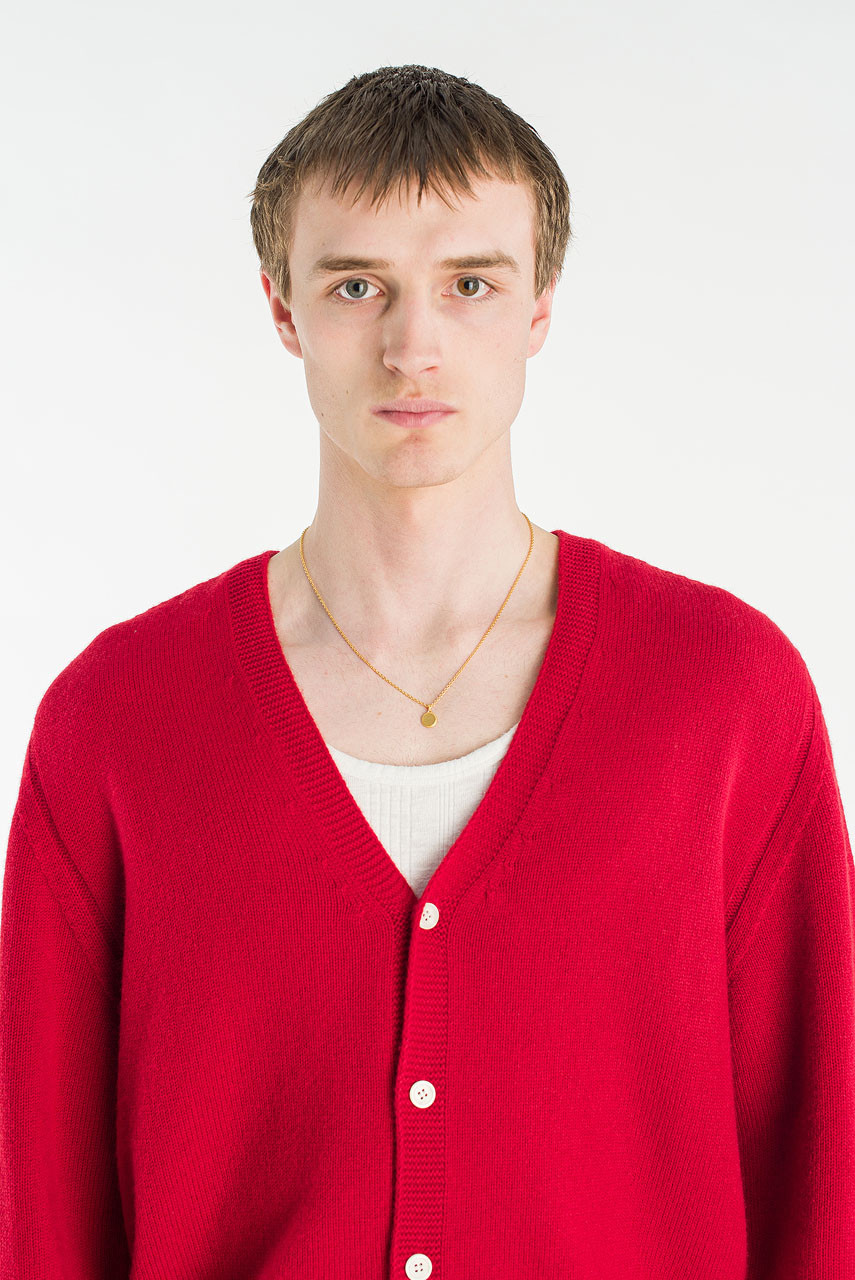 Menswear | Fine Wool Cardigan, Red