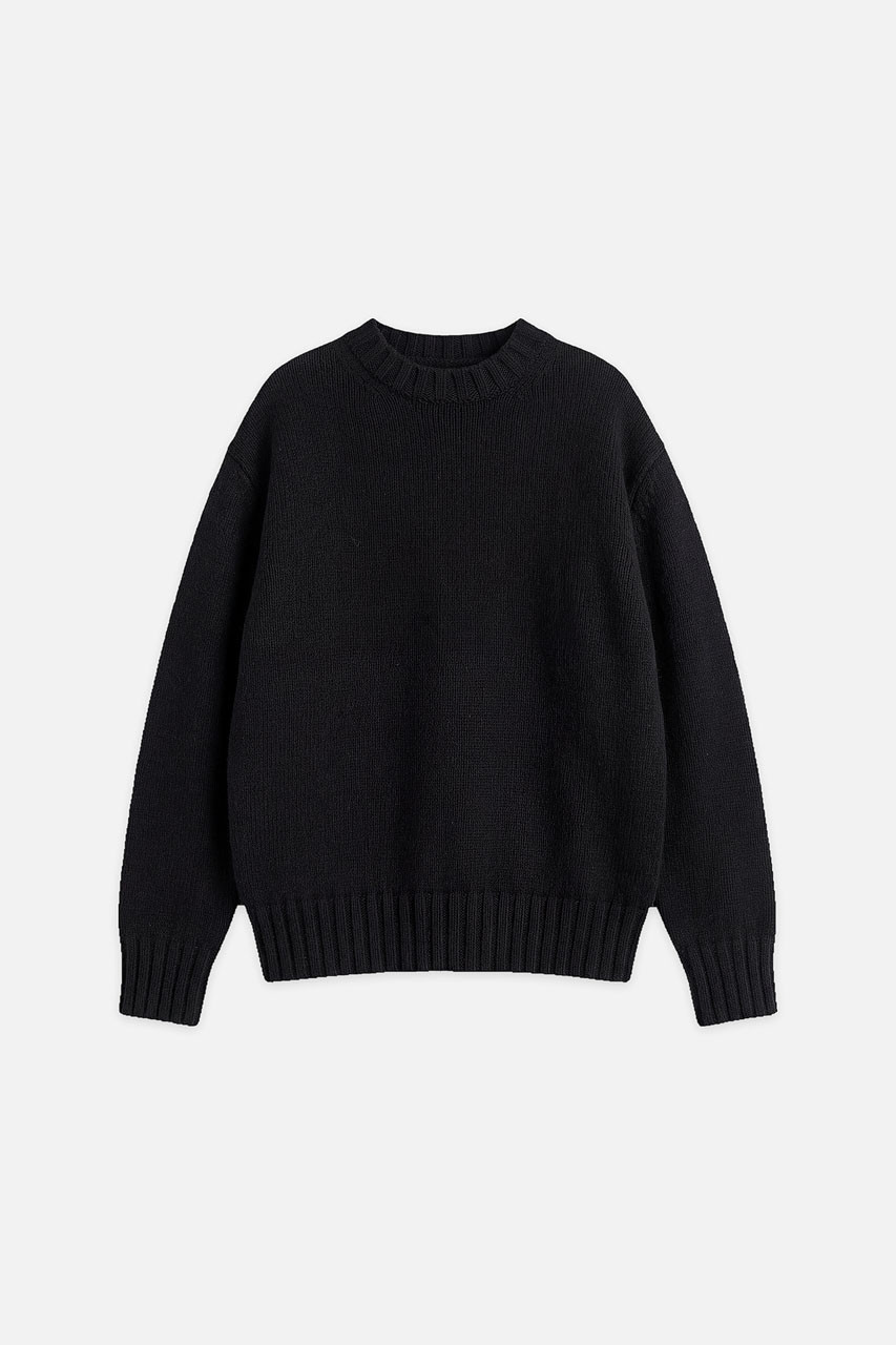 Aire Wool Crew Neck Jumper, Black