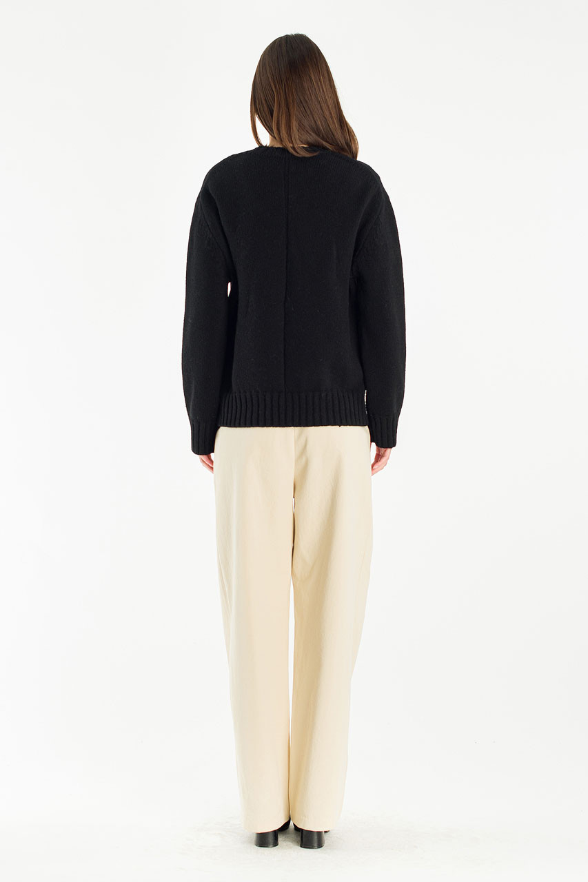 Aire Wool Crew Neck Jumper, Black