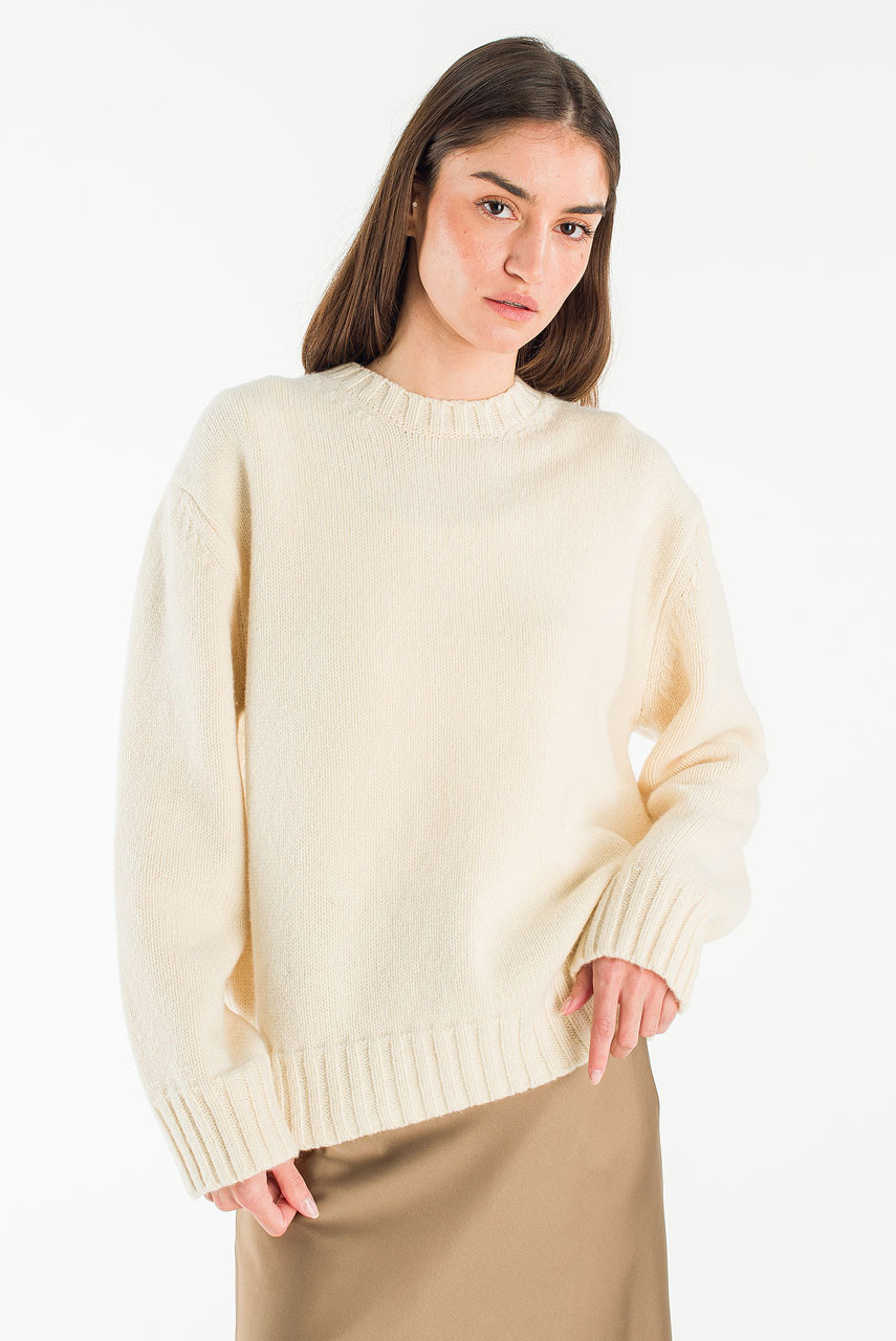 Aire Wool Crew Neck Jumper, Ivory