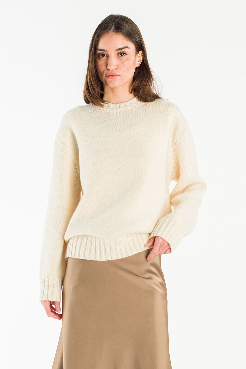 Aire Wool Crew Neck Jumper, Ivory