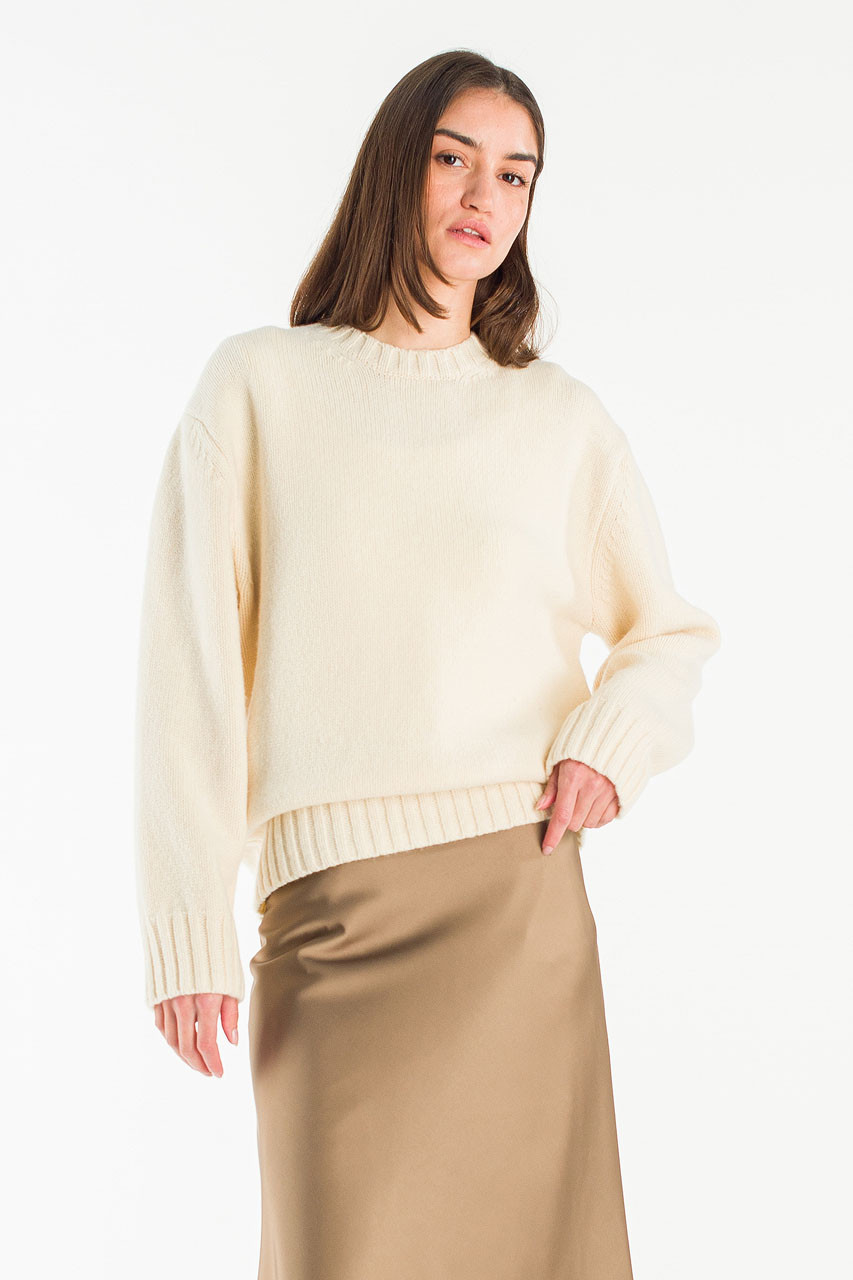 Aire Wool Crew Neck Jumper, Ivory