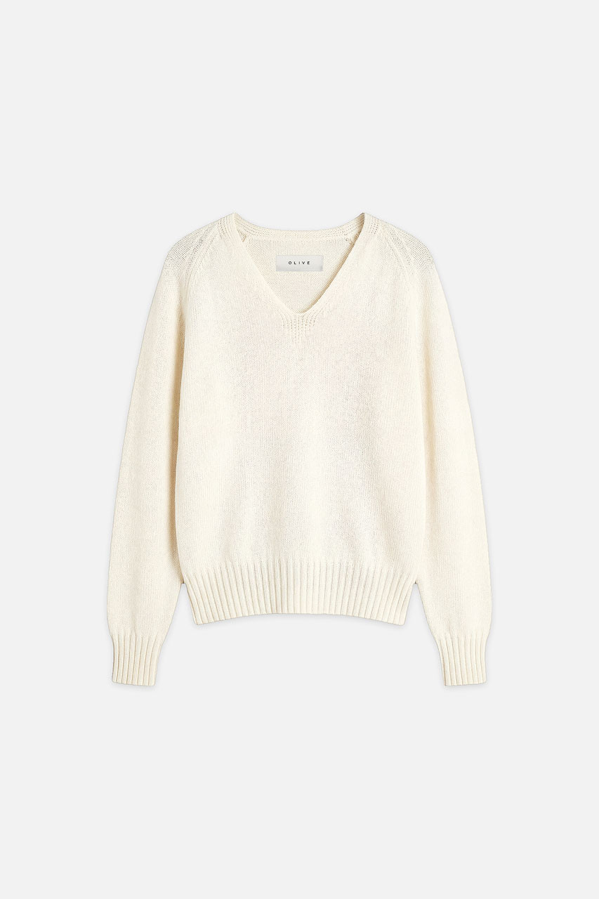 Lily V Neck Jumper, Ivory