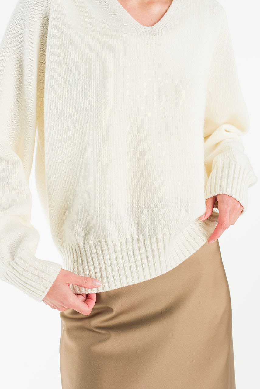Lily V Neck Jumper, Ivory