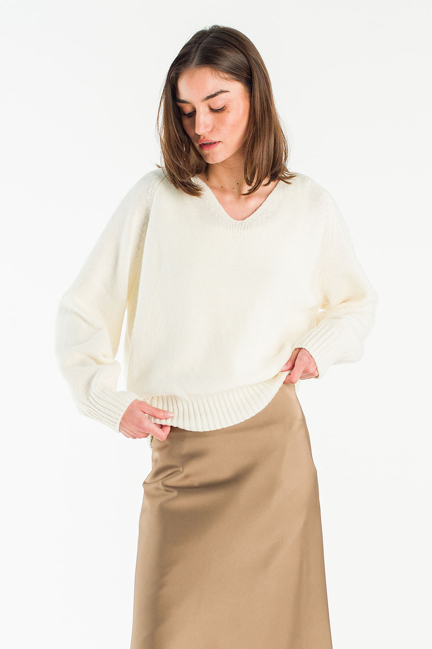 Lily V Neck Jumper, Ivory