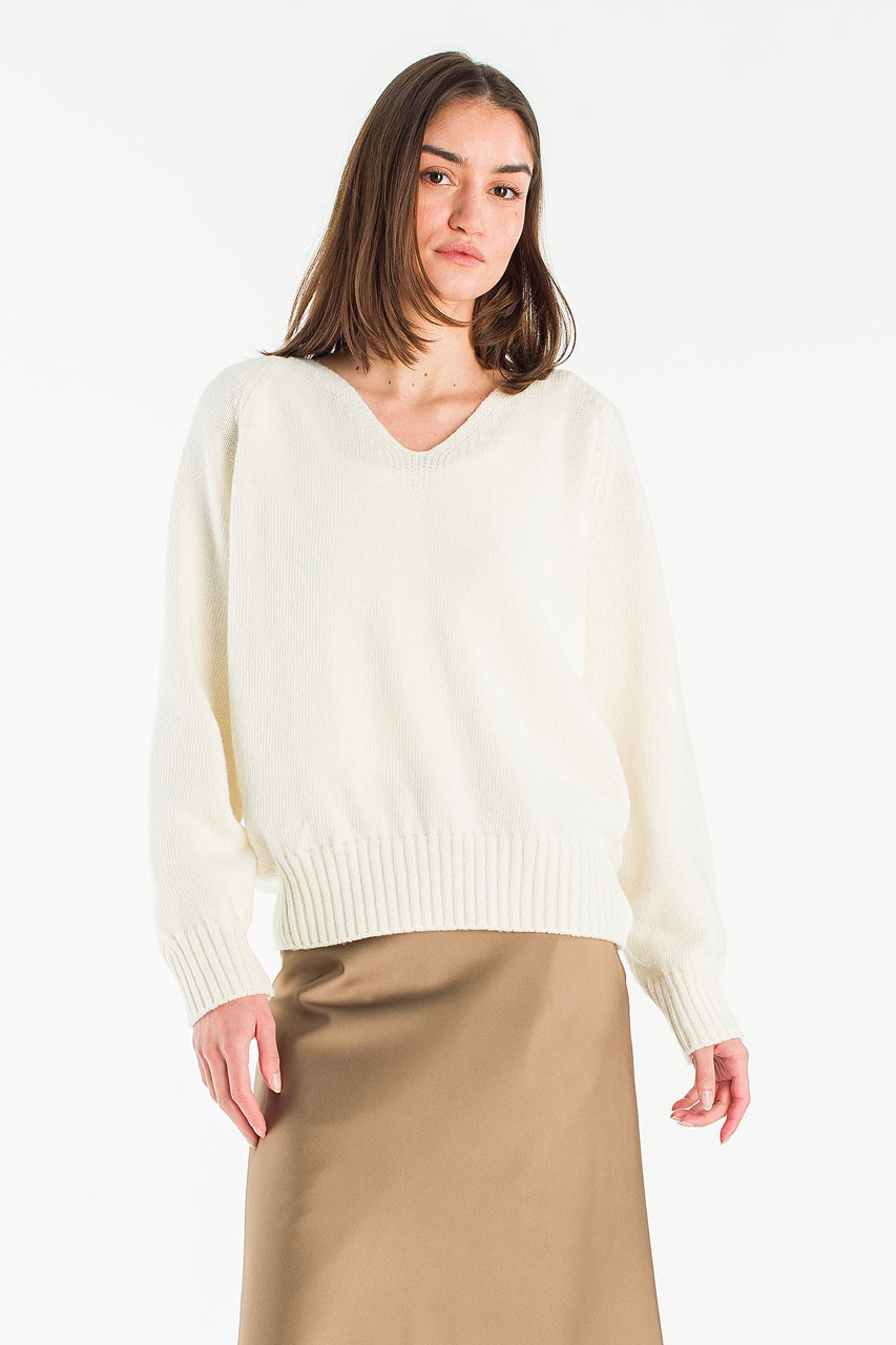 Lily V Neck Jumper, Ivory