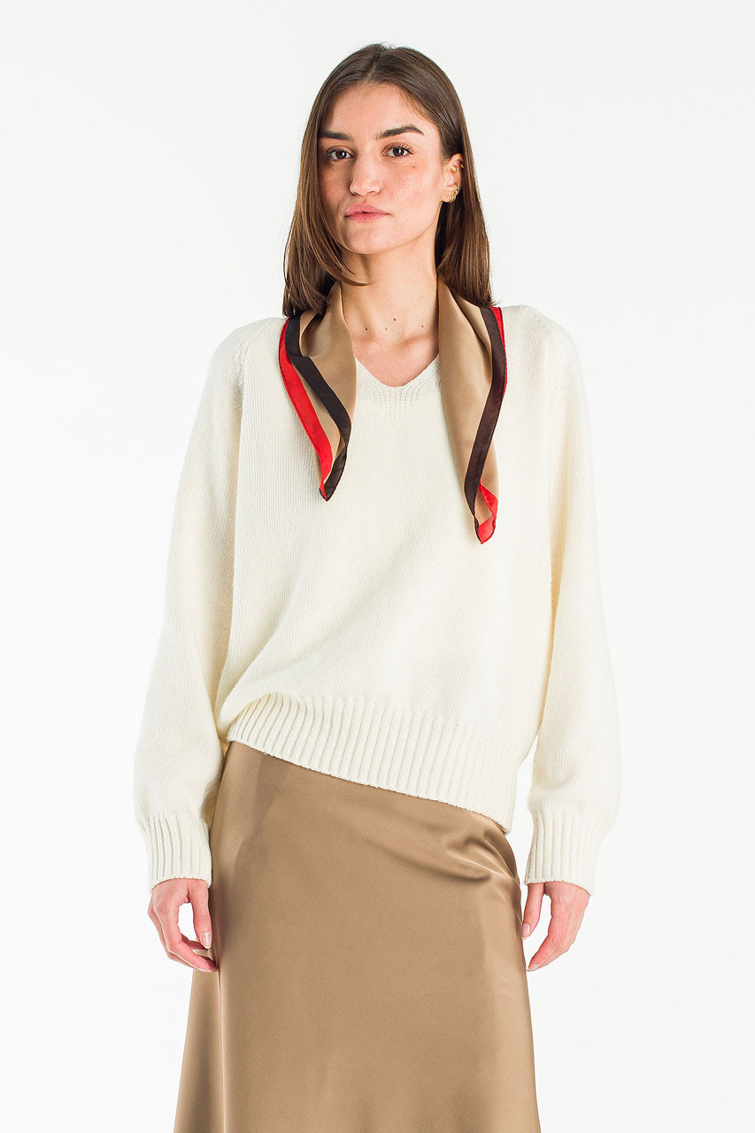 Lily V Neck Jumper, Ivory