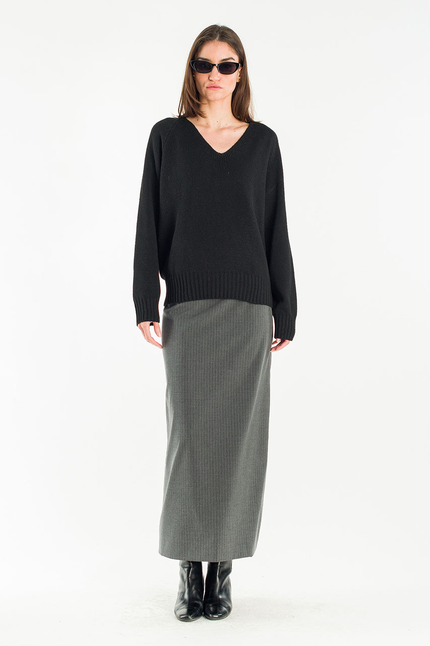 Lily V Neck Jumper, Black