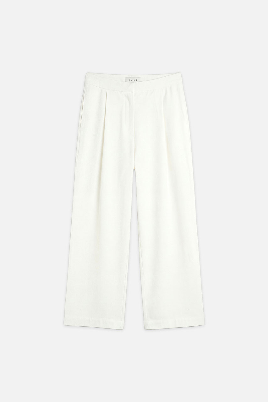 Cosy Pin Tuck Pants, White