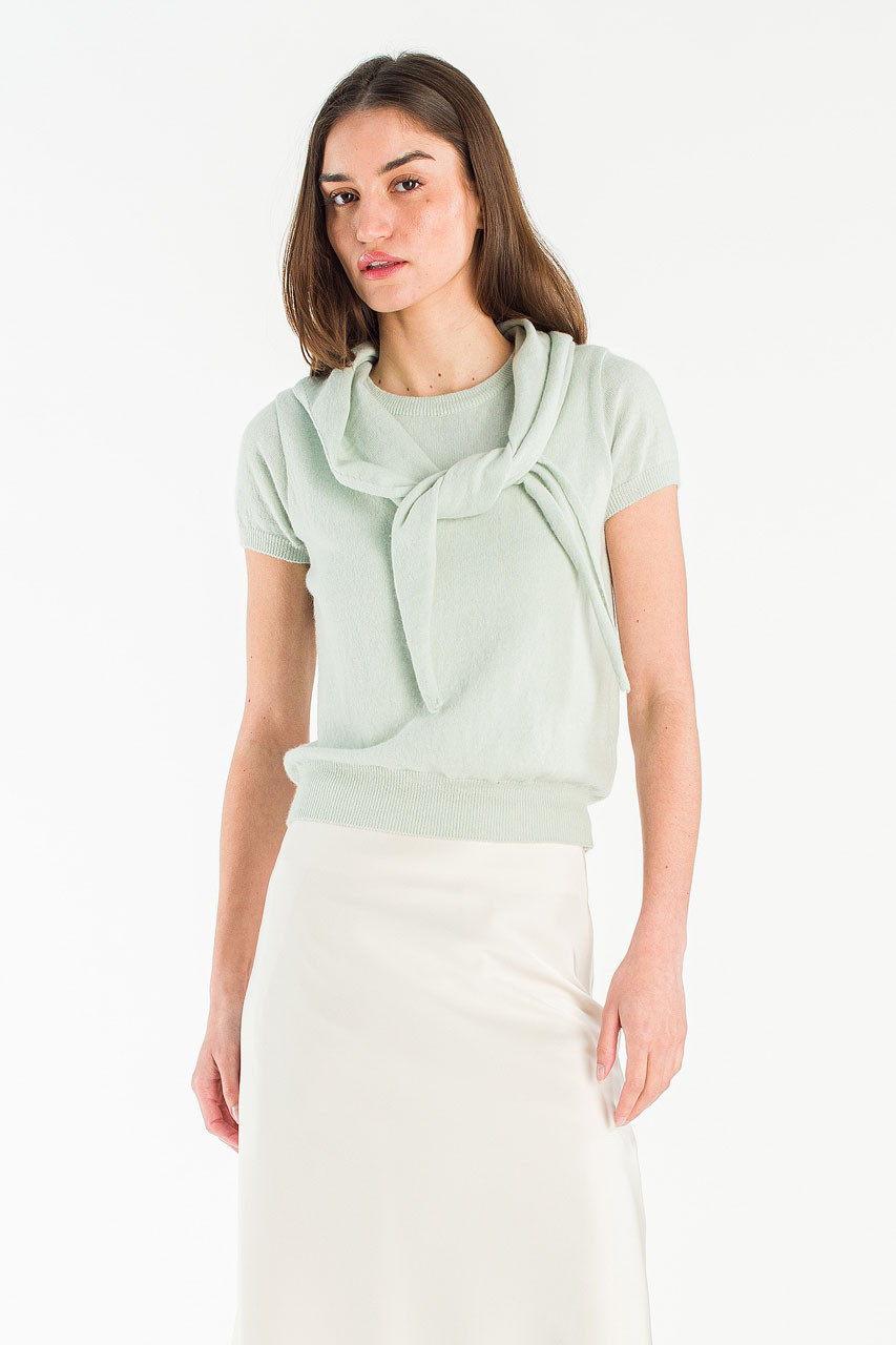 Lenn Scoop Neck Jumper & Scarf, Mint