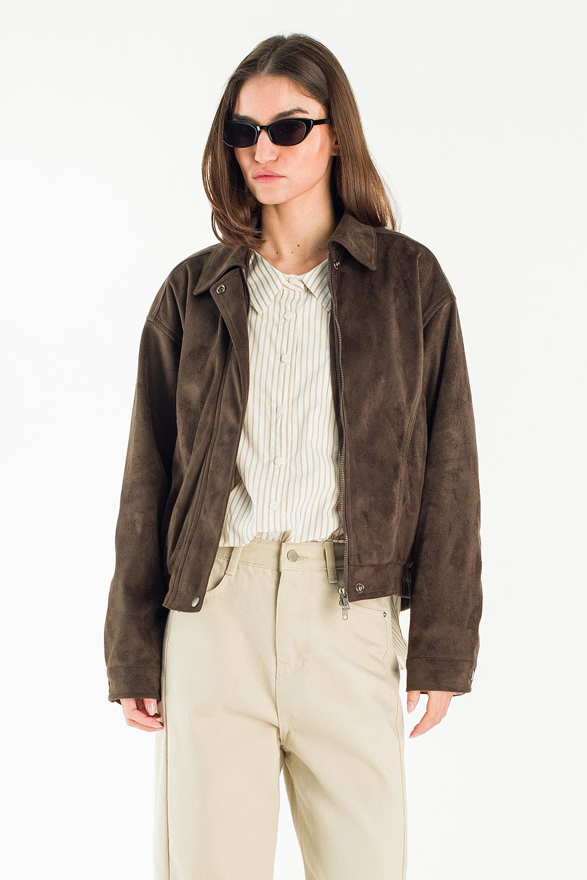 Bea Suede Blouson, Khaki