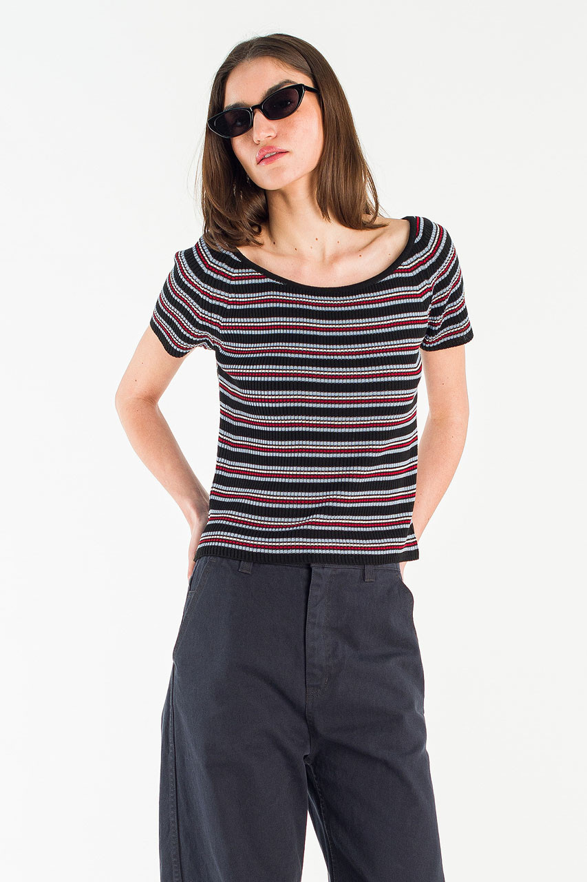 Willow Off Shoulder Tee, Black