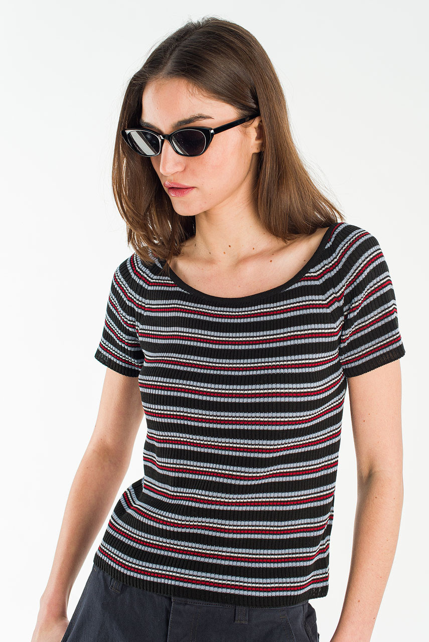 Willow Off Shoulder Tee, Black