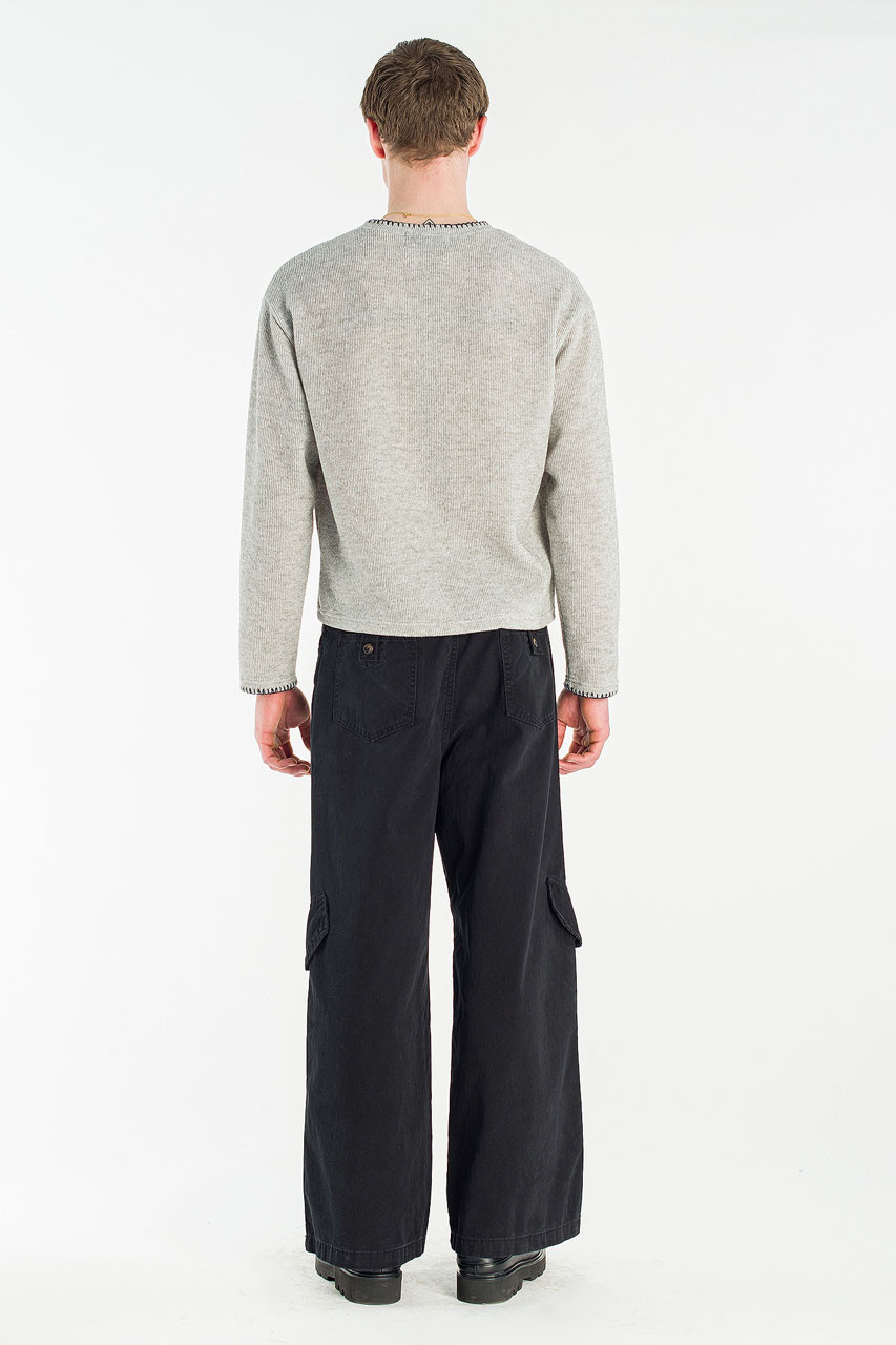 Menswear | Stitch Knitted Crop Tee, Melange Grey