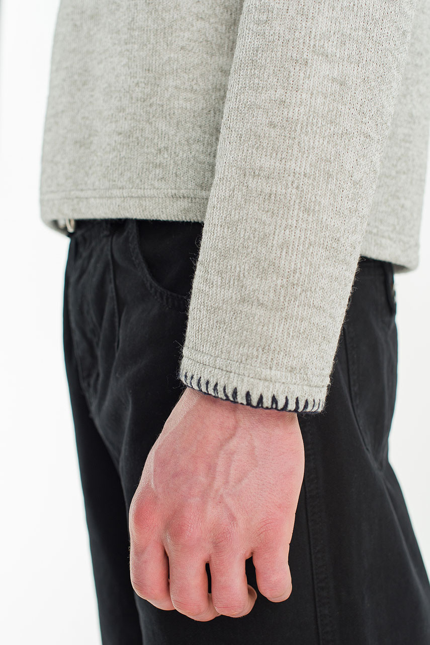 Menswear | Stitch Knitted Crop Tee, Melange Grey