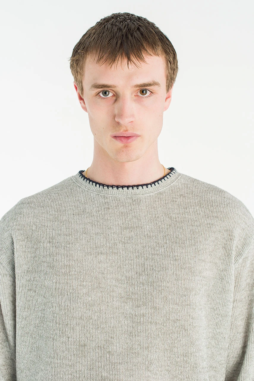 Menswear | Stitch Knitted Crop Tee, Melange Grey