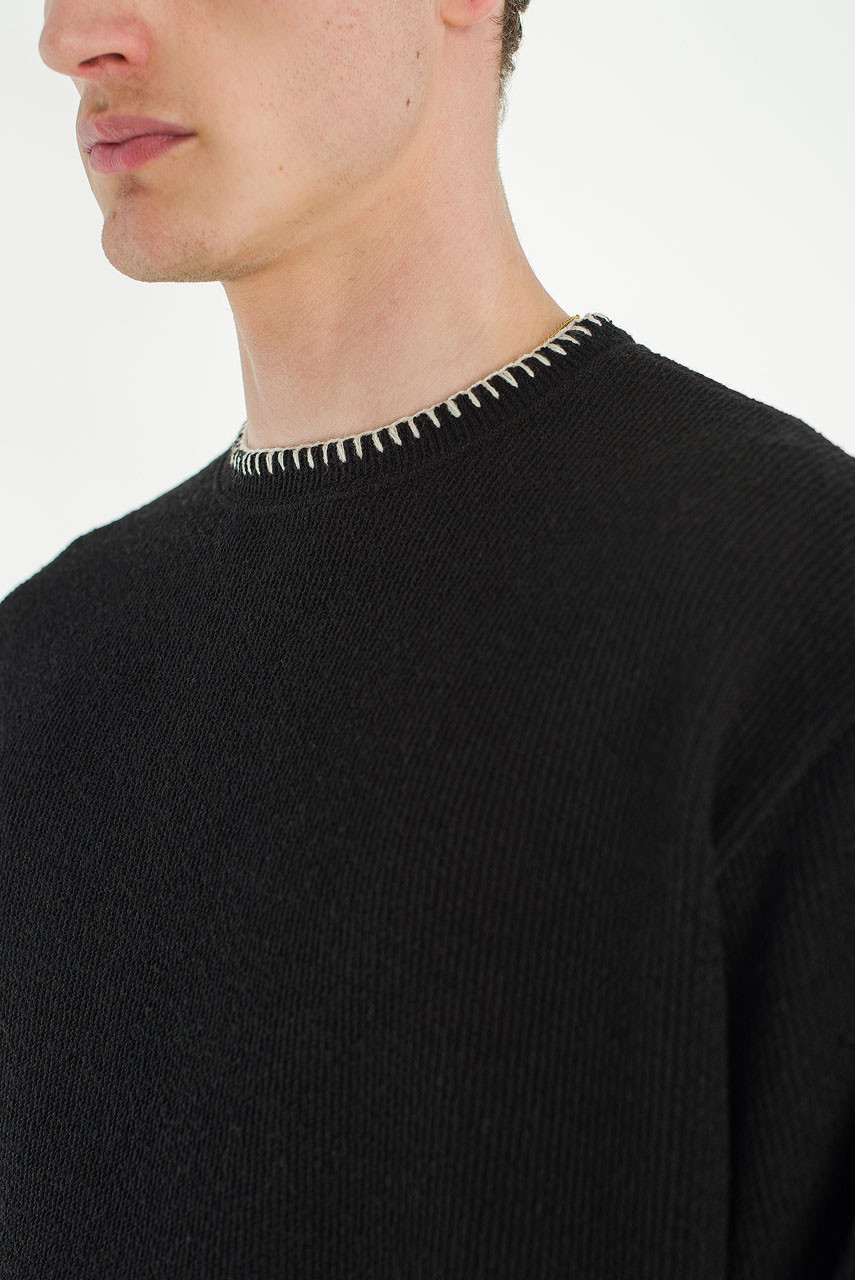 Menswear | Stitch Knitted Crop Tee, Black