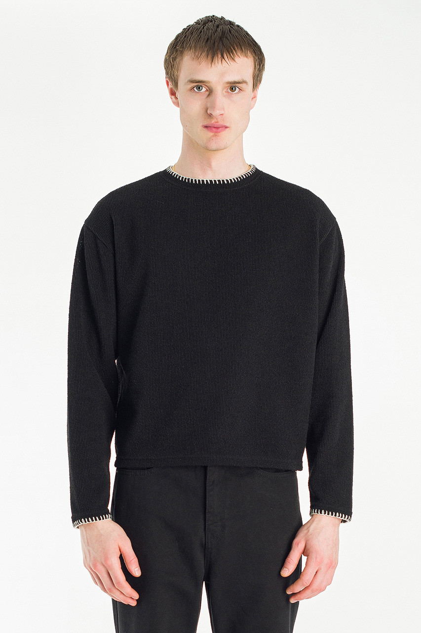 Menswear | Stitch Knitted Crop Tee, Black