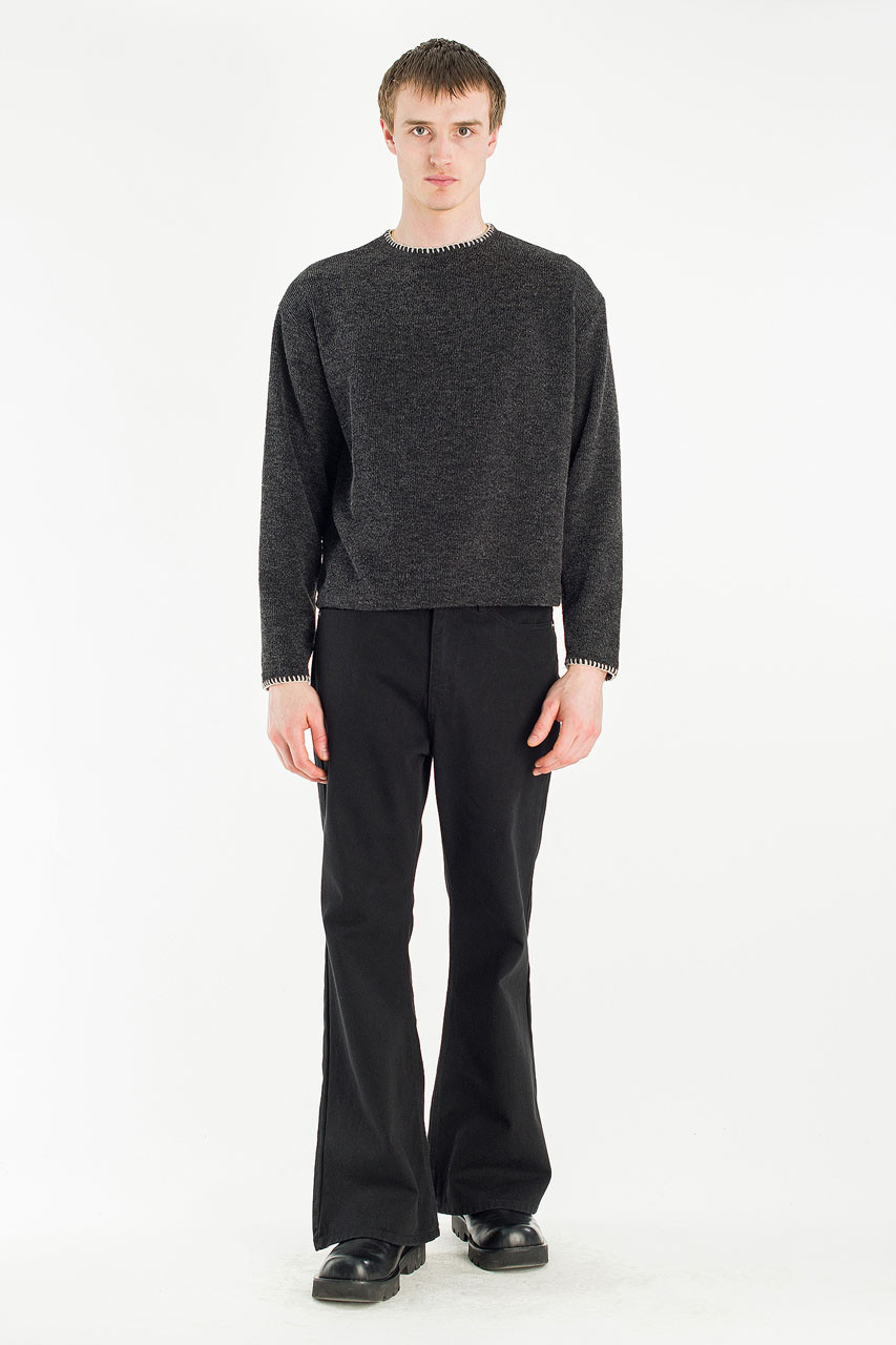 Menswear | Stitch Knitted Crop Tee, Charcoal