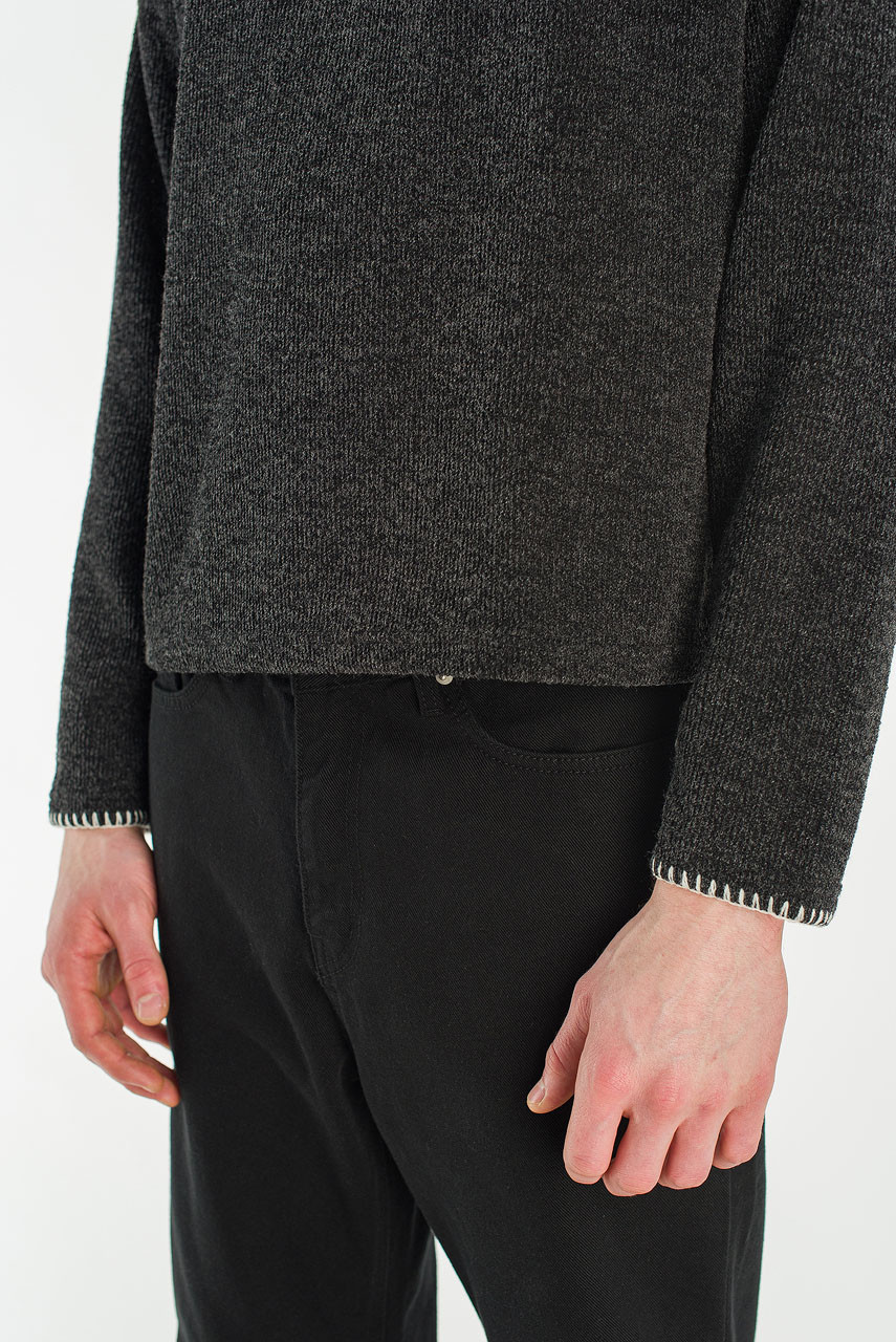 Menswear | Stitch Knitted Crop Tee, Charcoal