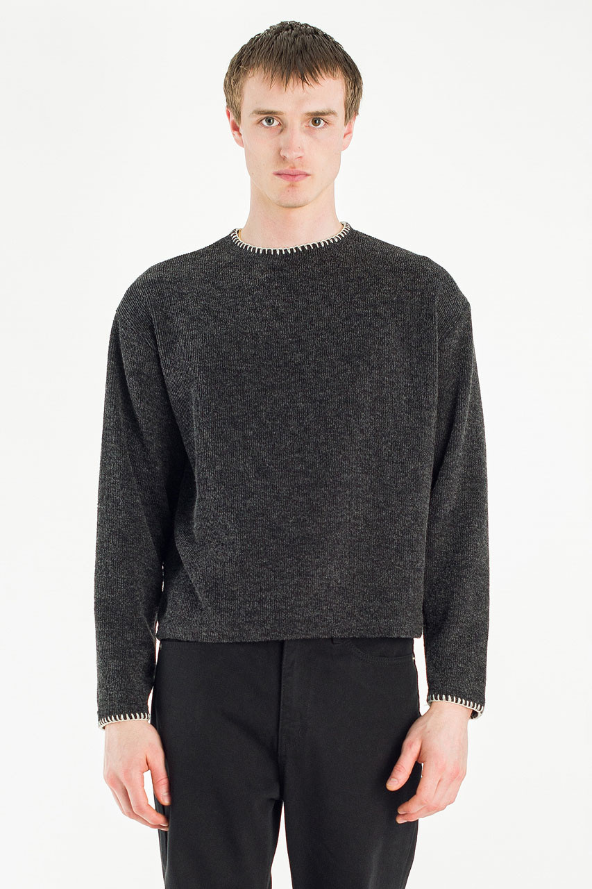 Menswear | Stitch Knitted Crop Tee, Charcoal