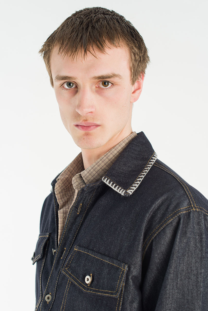 Menswear | Stitch Denim Crop Shirt, Indigo