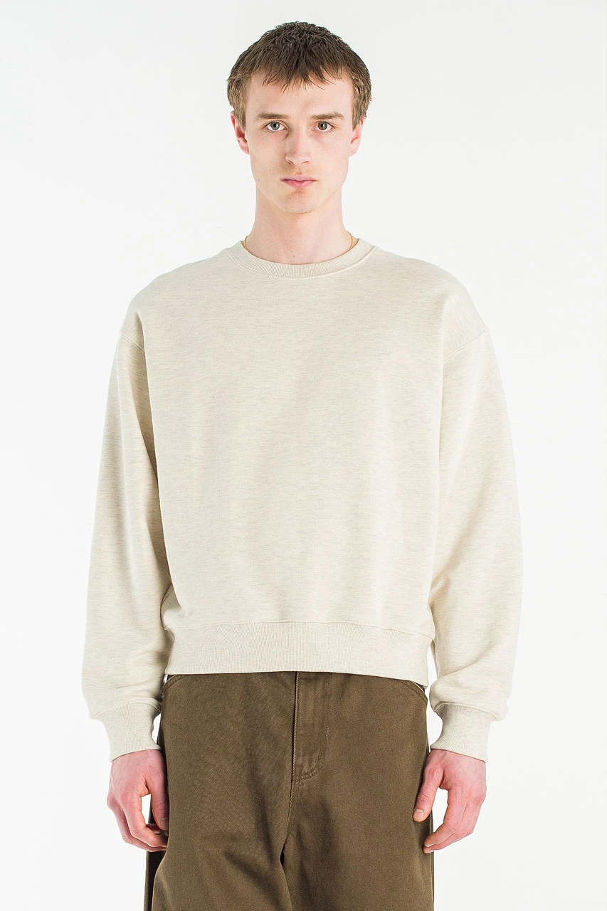 Menswear | Cropped Mid-Weight Sweatshirt, Light Beige