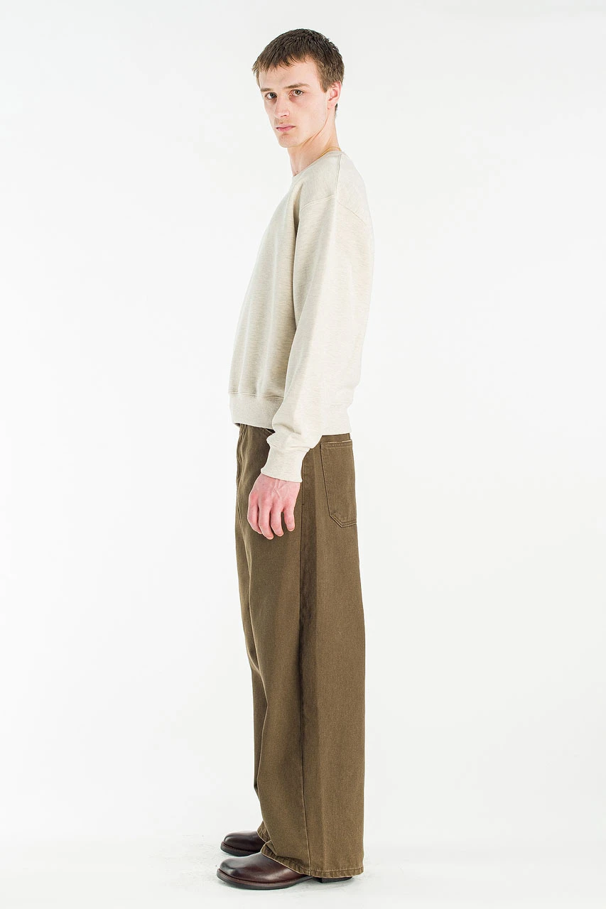Menswear | Cropped Mid-Weight Sweatshirt, Light Beige