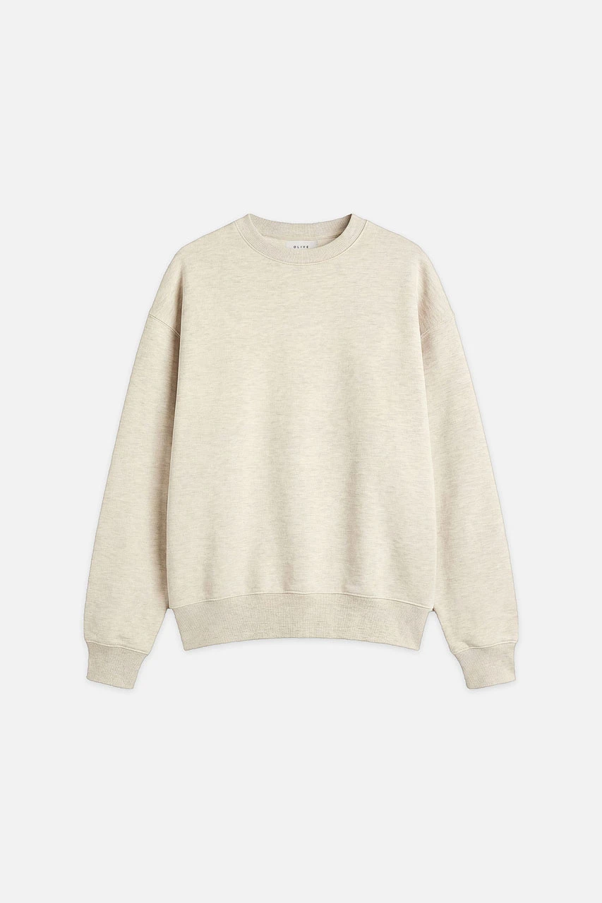 Menswear | Cropped Mid-Weight Sweatshirt, Light Beige