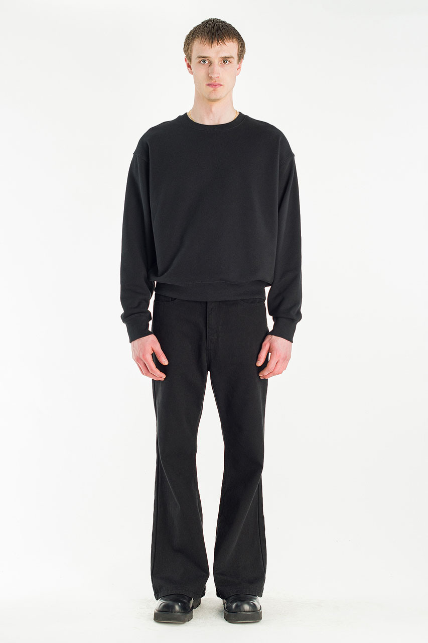Menswear | Cropped Mid-Weight Sweatshirt, Black