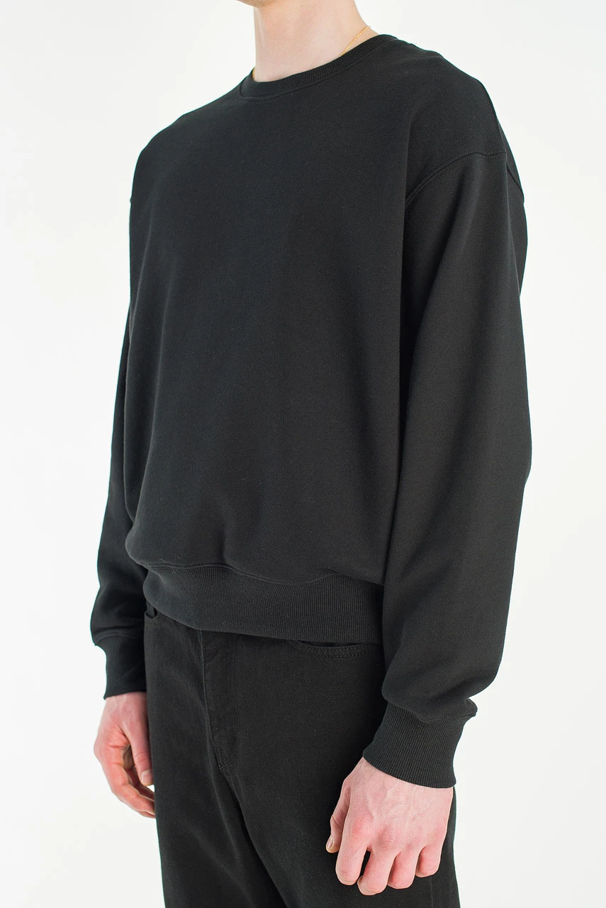 Menswear | Cropped Mid-Weight Sweatshirt, Black