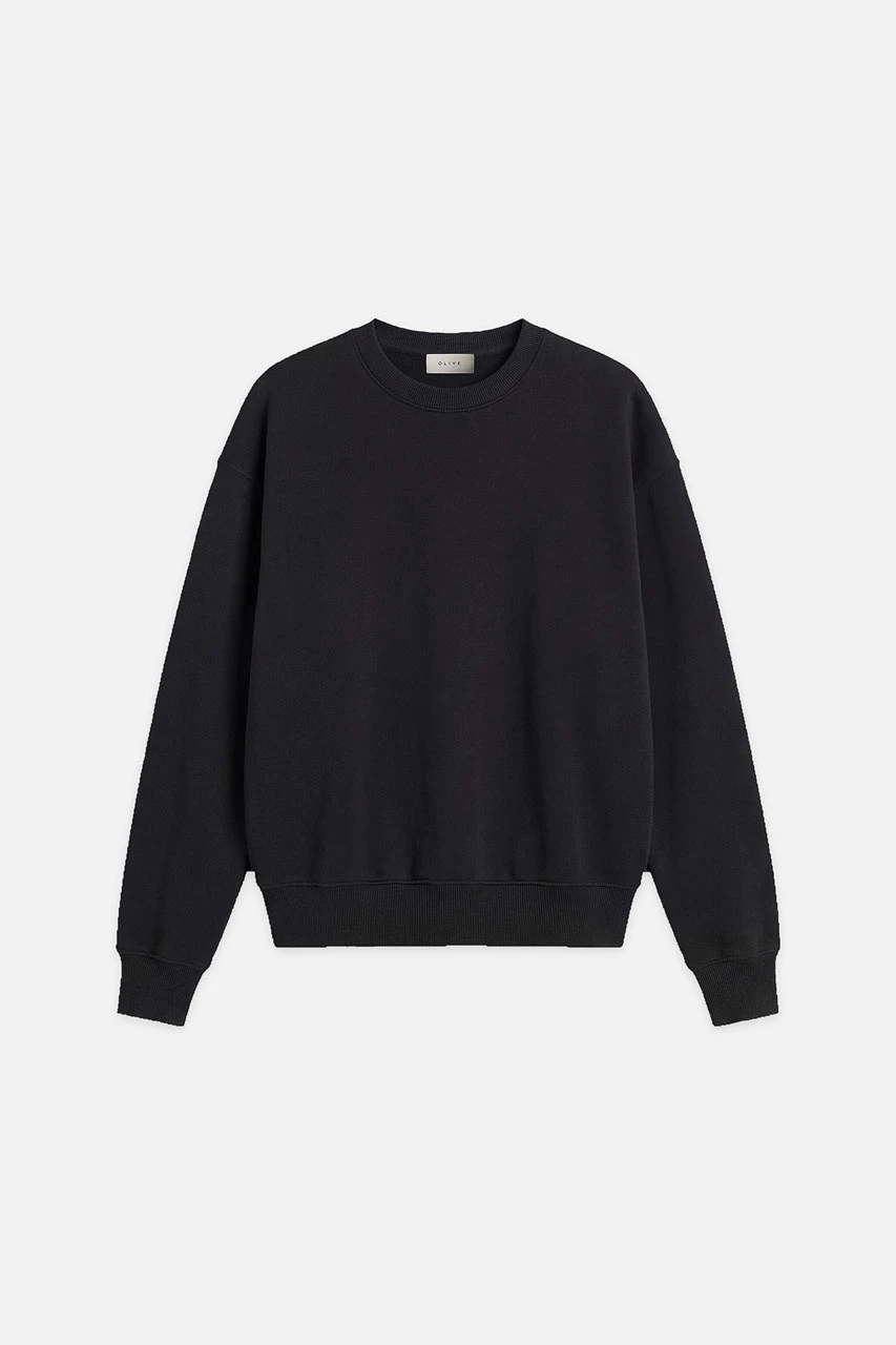 Menswear | Cropped Mid-Weight Sweatshirt, Black