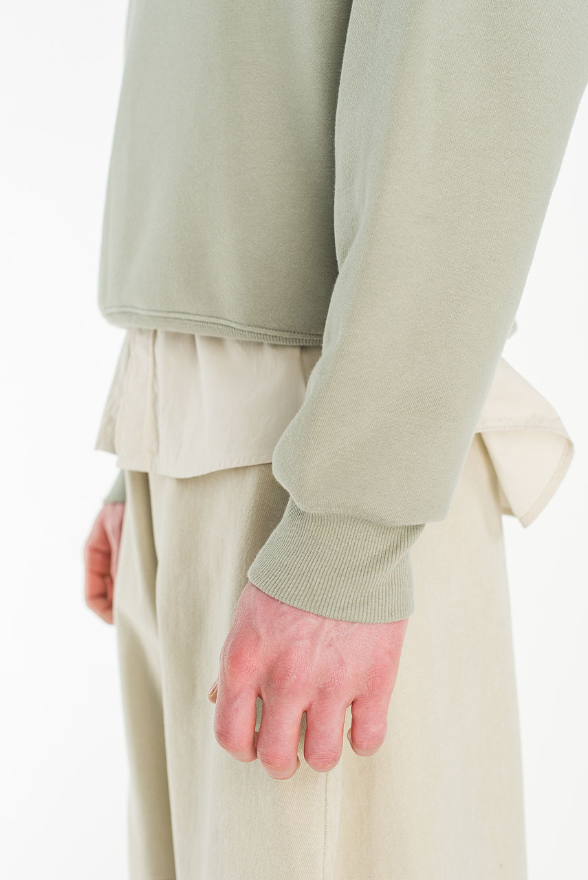 Menswear | Cropped Mid-Weight Sweatshirt, Khaki