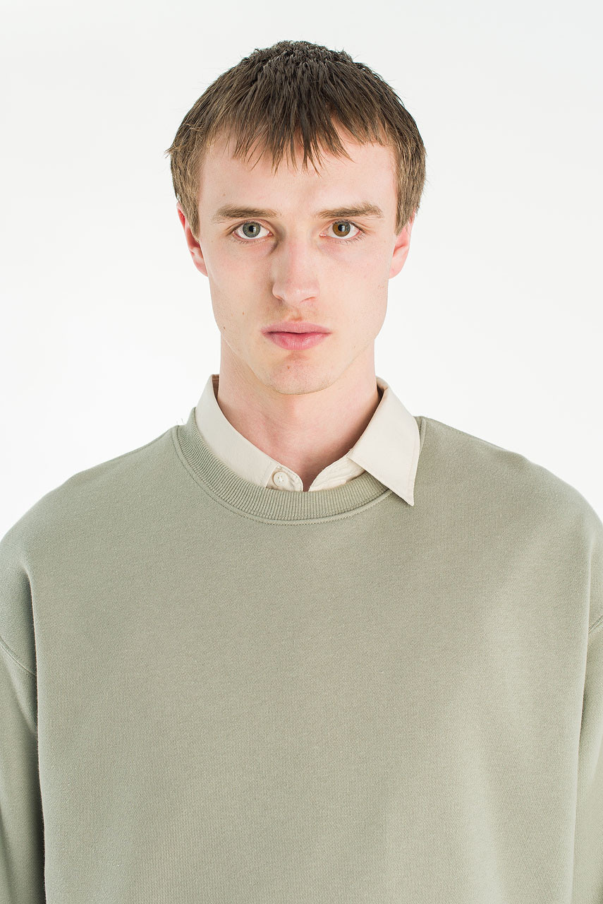 Menswear | Cropped Mid-Weight Sweatshirt, Khaki