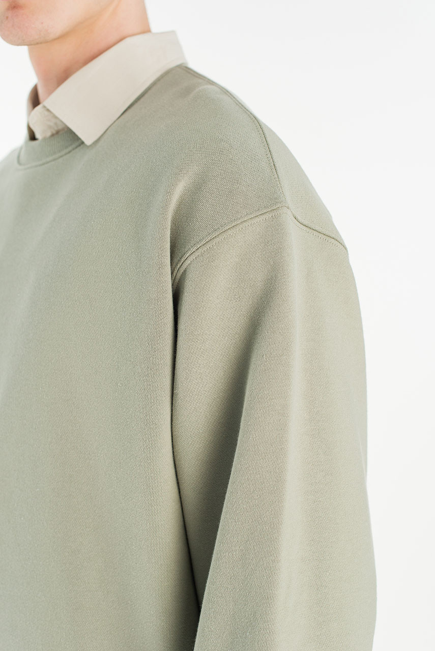 Menswear | Cropped Mid-Weight Sweatshirt, Khaki